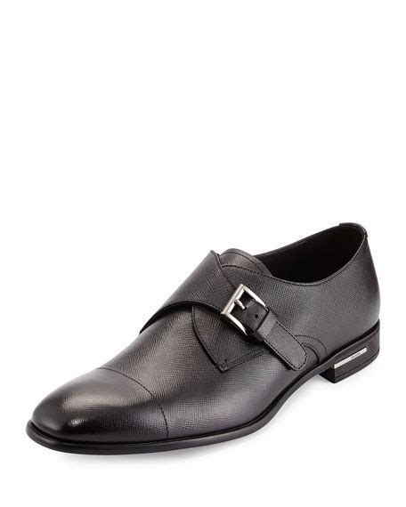 prada baltico leather single monk strap shoes|Prada Saffiano Leather Single.